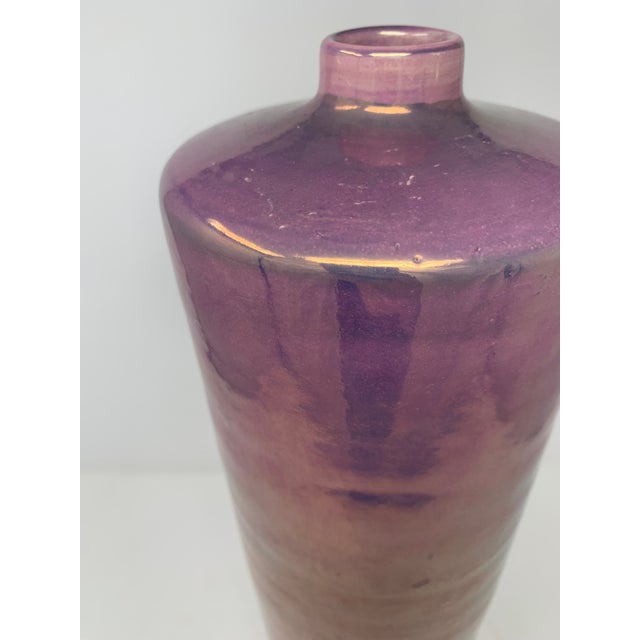 Ceramic 1990s Iridescent Tapered Vase For Sale - Image 7 of 11