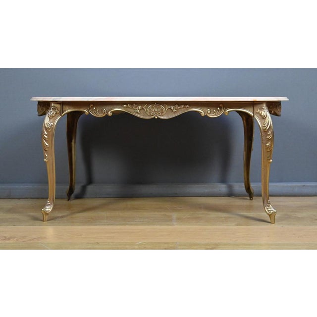 Gold Mid-20th Century Louis XV Style Coffee Table in Marble and Brass, 1950s For Sale - Image 8 of 18