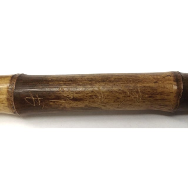 Antique Chinese Signed Bamboo Handle Natural Hair Calligraphy Brush For Sale - Image 9 of 10