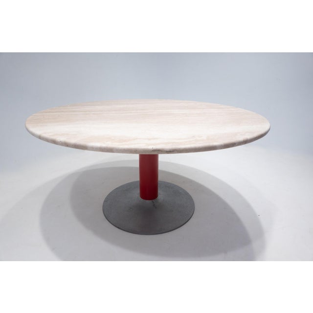 Stone Mid-Century Modern Travertine and Metal Dining Table, Italy, 1960s For Sale - Image 7 of 9