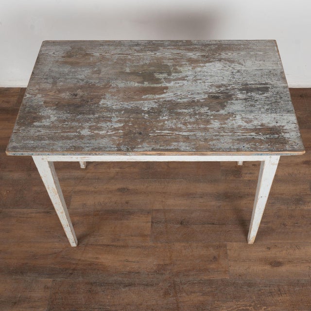Farmhouse 19th Century Original Gray Painted Swedish Pine Side Table For Sale - Image 3 of 15