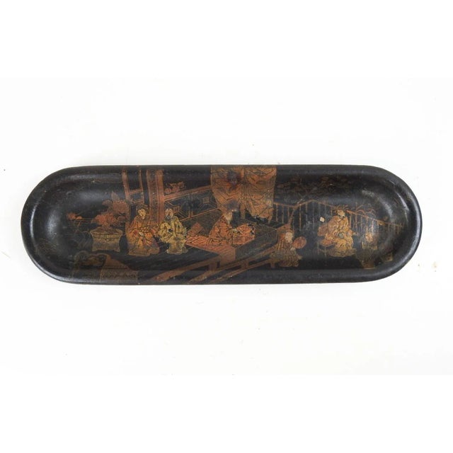 Late 19th Century Antique Paper Mache Chinoiserie Pen Tray For Sale - Image 5 of 5