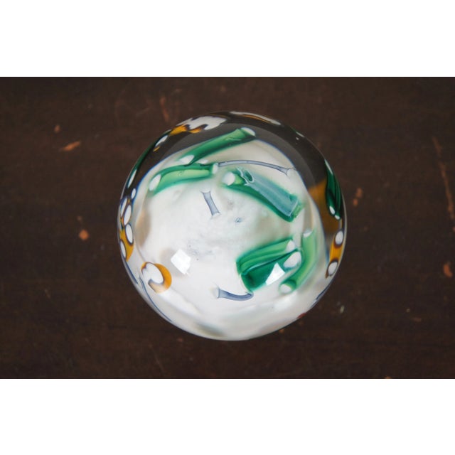 2002 Signed Modern Abstract Millefiori Art Glass Hand Blown Paper Weight Orb For Sale - Image 4 of 10