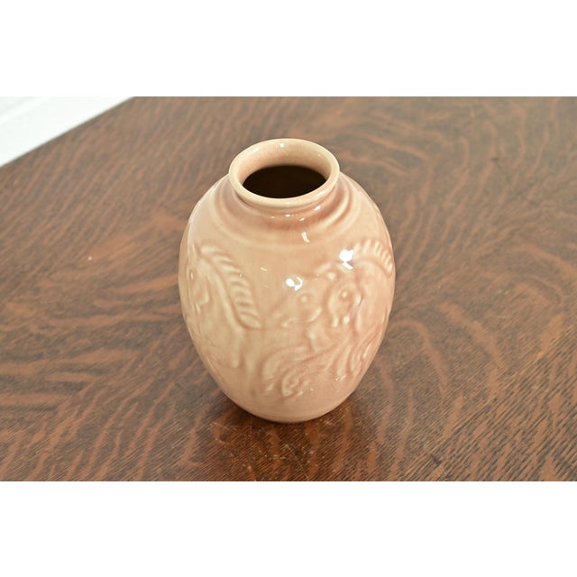 Rookwood Pottery Rookwood Pottery Arts & Crafts Glazed Ceramic Art Pottery Vase With Relief Decoration of Horses, 1945 For Sale - Image 4 of 11