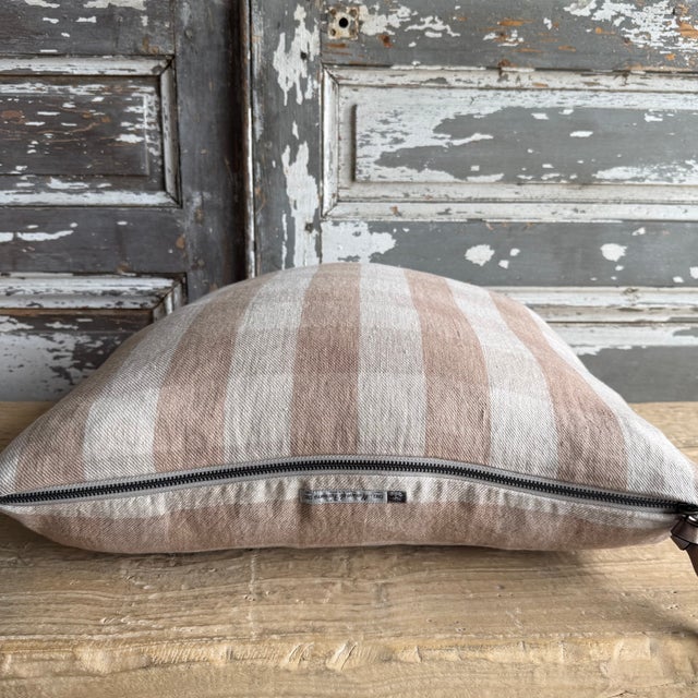 French Linen Accent Cover– Vichy Nude For Sale - Image 4 of 5