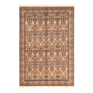 Shabby Chic 1990's Pak-Persian Beige/Grey Wool Rug - 6'1'' X 9'1'' For Sale