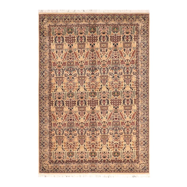 Shabby Chic 1990's Pak-Persian Beige/Grey Wool Rug - 6'1'' X 9'1'' For Sale