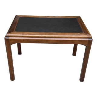 Mid-Century Modern Sculpted Walnut Coffee Table With Black Laminate Inset Top For Sale