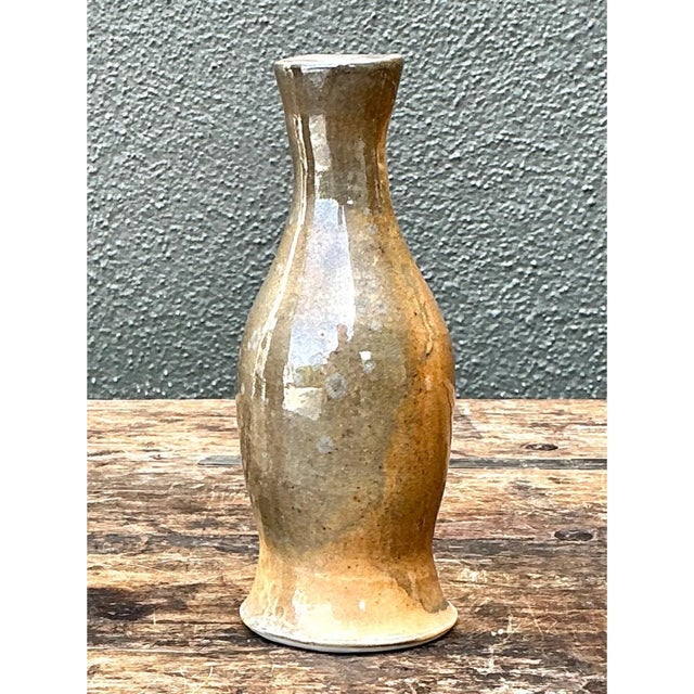 Vintage Glazed Ceramic Vase For Sale - Image 11 of 12