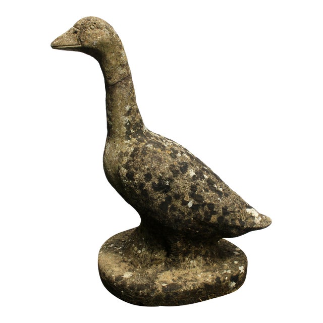 Early-Mid 20th Century English Cast Stone Goose Garden Ornament For Sale