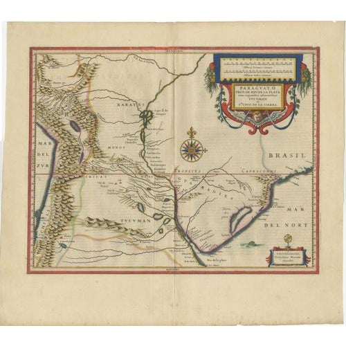 Blaeu Paraguay Map, Rio De La Plata, Antique Engraving, South America 1642 For Sale - Image 3 of 11