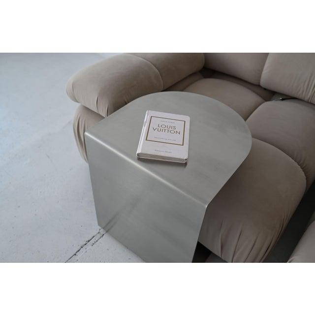 C-Shaped Side Table in Brushed Stainless Steel by Veliento For Sale - Image 7 of 11