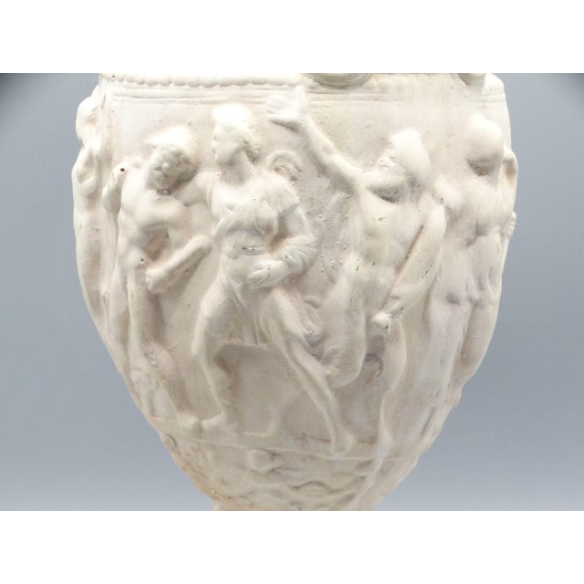 Stone Grand Tour Style White Figural Greek Urn Vase For Sale - Image 7 of 11