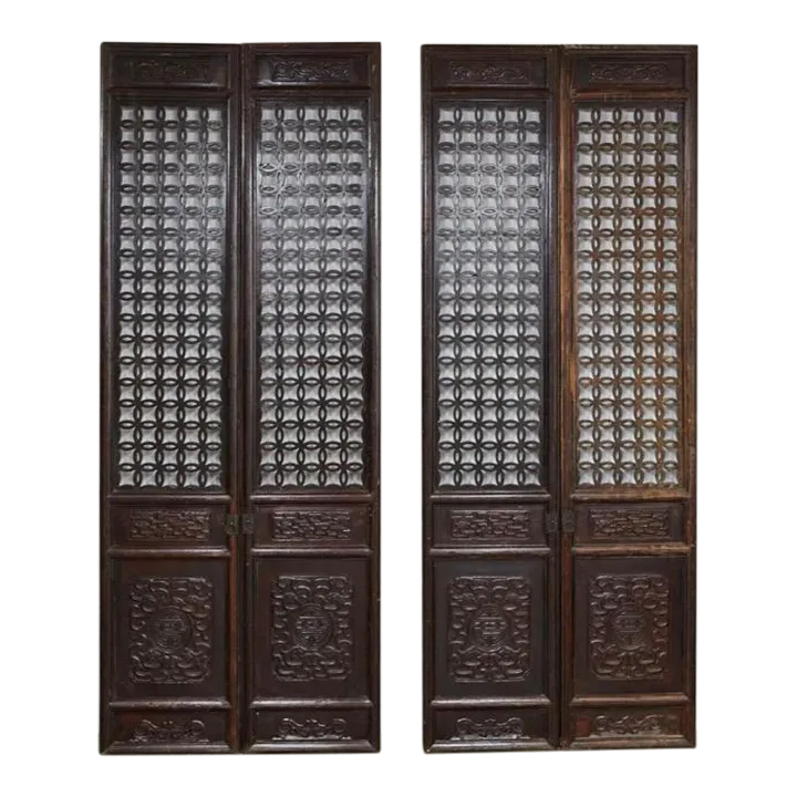 Antique Pair Chinese Hardwood Doors, ...