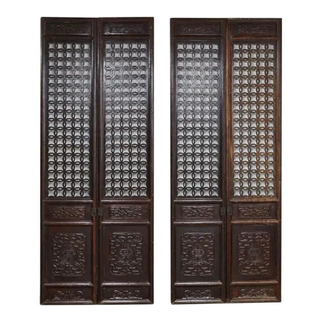 Pair Chinese Hardwood Doors, 2 Pairs Available For Sale