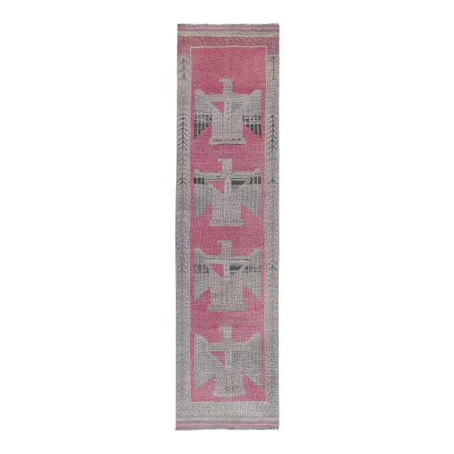 1960s Vintage Eagle Pictorial Turkish Herki Rug 3'3'' X 12'8'' For Sale