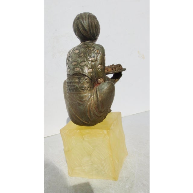 My Jewelry Genie figure for a vanity. French Art Deco fairytales figure cast in white metal/zinc. Perched on a cube with a...