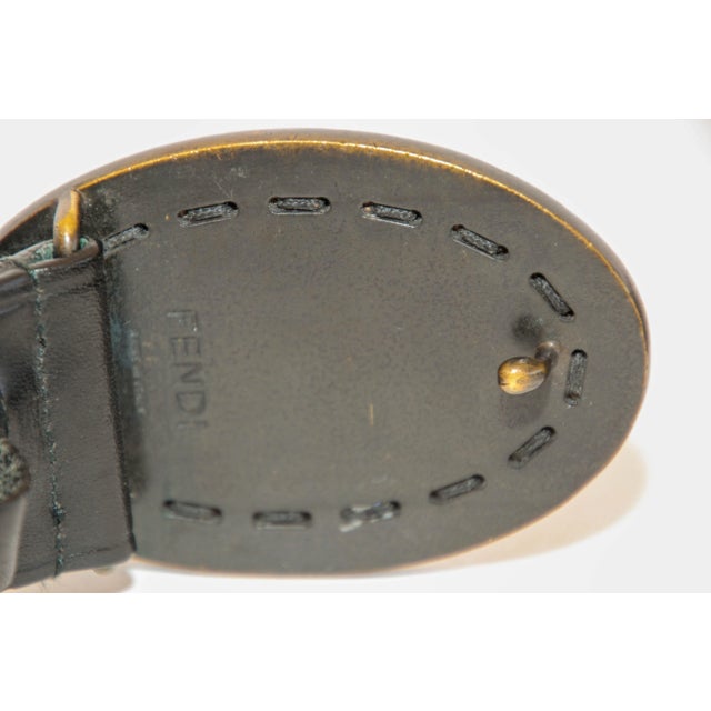Fendi FENDI Black Leather Crocodile Cowboy Belt. For Sale - Image 4 of 11