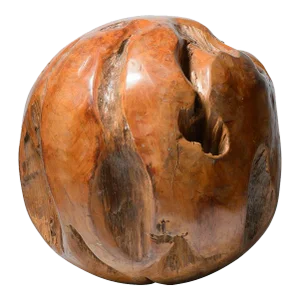 Rare Burl Wood Massive Polished Sphere Sculpture, 21"