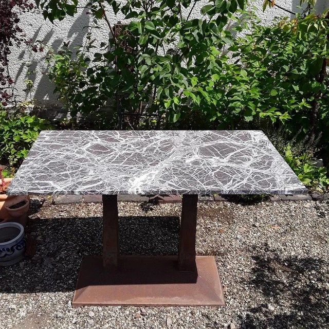 Antique German Art Nouveau Garden Table with Marble Plate, 1890s For Sale - Image 4 of 8