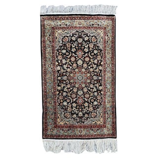 Vintage Silk Indian Rug, 1990s For Sale