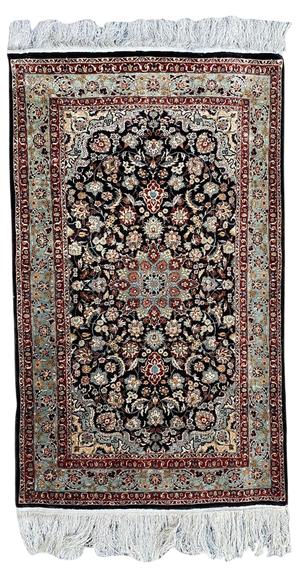 Vintage Silk Indian Rug, 1990s