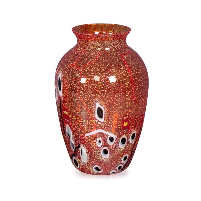 Vintage Italian Hand Blown Red Glass Vase, Murano, 1980s For Sale - Image 3 of 8