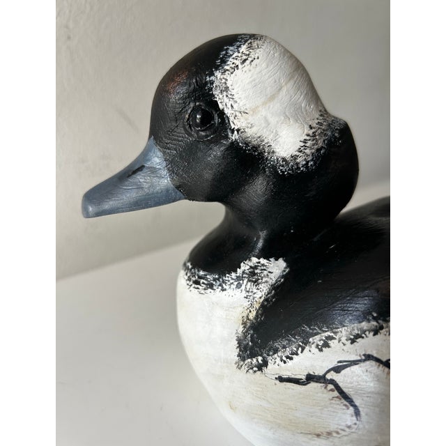 Wood Vintage Hand Painted and Hand Carved Signed Buffelhead Drake For Sale - Image 7 of 12