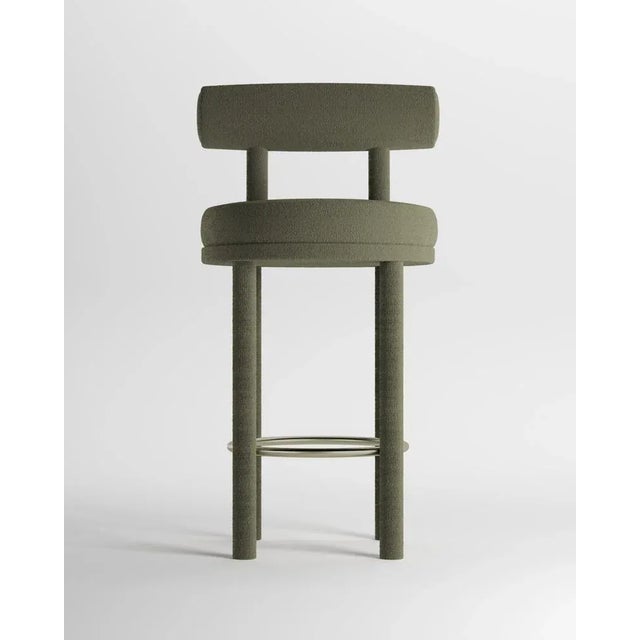 Not Yet Made - Made To Order Collector Moca Bar Chair in Boucle Olive by Studio Rig For Sale - Image 5 of 5