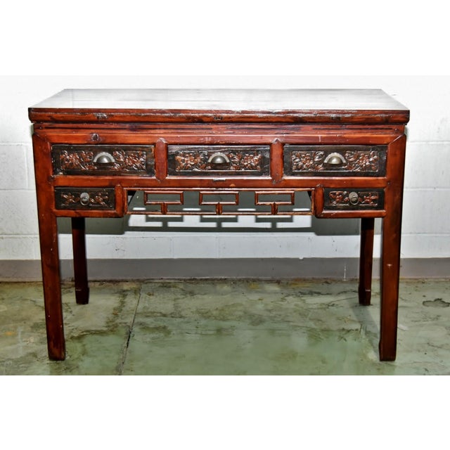 Antique Chinese Lacquered Ming Style Console or Altar Table For Sale - Image 4 of 12