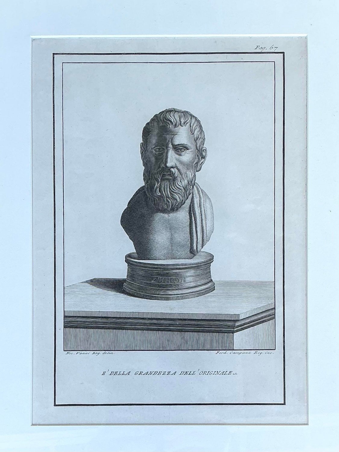 Vintage 18th Century Italian Etchings of Roman Busts - Set of 2 - Top view