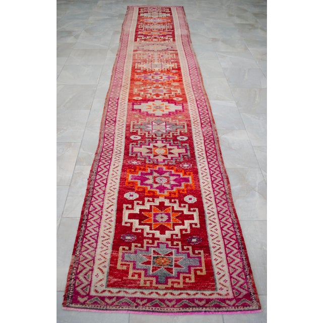 Hand-Knotted Kurdish Runner Rug . Tribal Long Runner Rug - 2′10″ × 14′5″ For Sale - Image 6 of 14