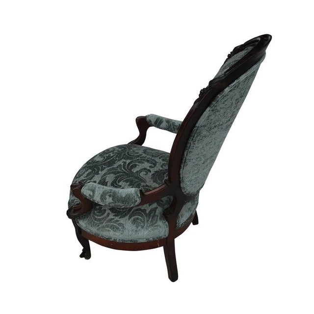 Victorian Late 20th Century Victorian Style Spoon Back Lounge Chair For Sale - Image 3 of 7