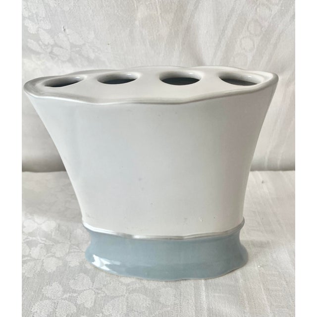 Vintage Laura Ashley "Sophia" Porcelain Toothbrush Holder With Blue Roses For Sale In Denver - Image 6 of 11