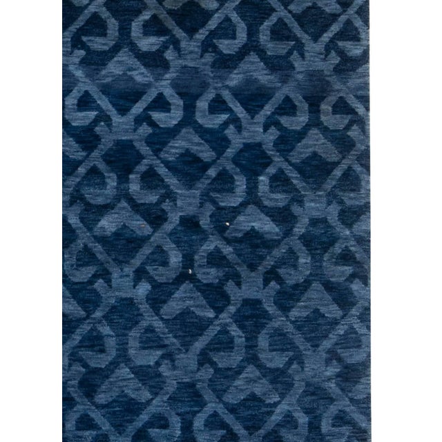 Textile Contemporary Navy Blue Handcrafted Pashmina Euro Rug by Doris Leslie Blau For Sale - Image 7 of 8