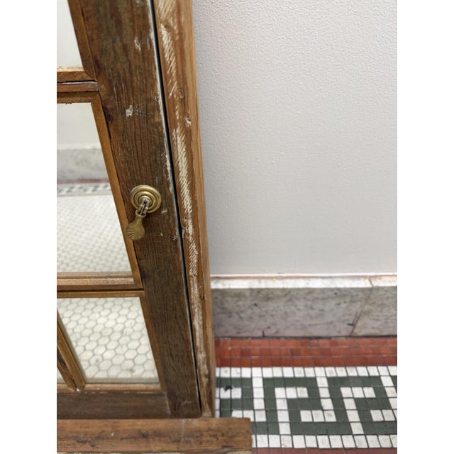 Brown Vintage 6-Pane Reclaimed Window Mirror With Original Hardware For Sale - Image 8 of 11