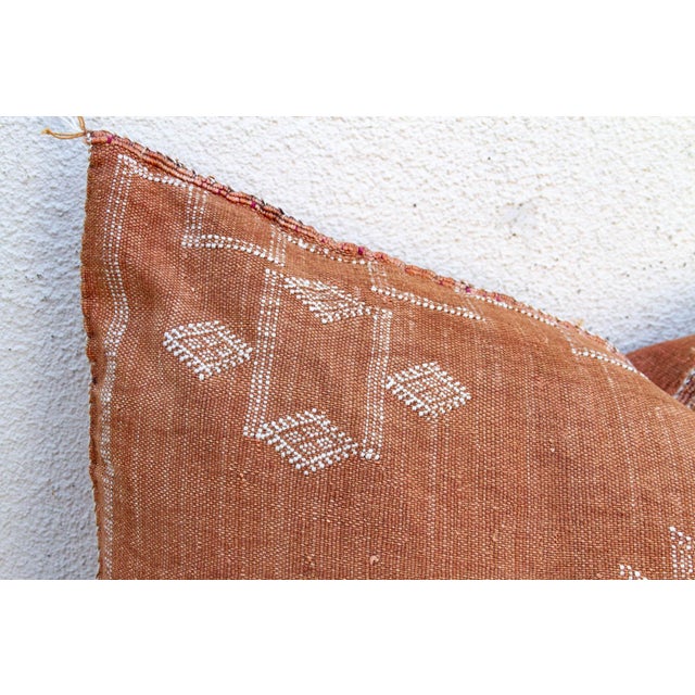 1990s Saffron Diamond Oversized Lumbar Moroccan Pillow For Sale - Image 5 of 9