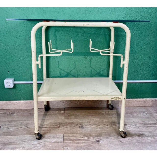 Mid-Century Modern Vintage White Hospital Table For Sale - Image 3 of 13