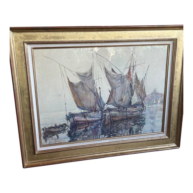 Large French Watercolor For Sale