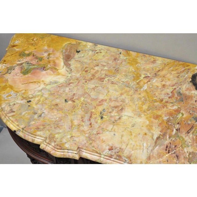 Antique French Baroque Rococo Carved Walnut Marble Top Sideboard Buffet W Drawer For Sale - Image 12 of 18