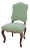 18th C. Louis XV French Provincial Green Upholstered Side Chair For Sale