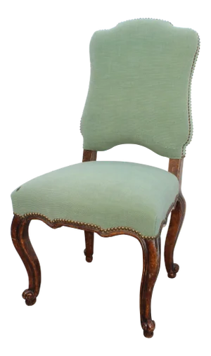 18th C. Louis XV French Provincial Green Upholstered Side Chair