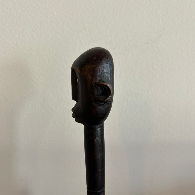 Mid 20th Century Tall African Wooden Female Stick Figure Carving For Sale - Image 12 of 12