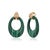 Modern 14k Yellow Gold Door Knocker Drop Earrings With Carved Malachite and Diamonds, A Pair For Sale - Image 3 of 7