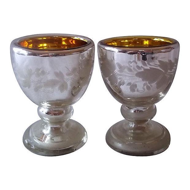 Etched Mercury Glass Egg Cups A Pair Chairish