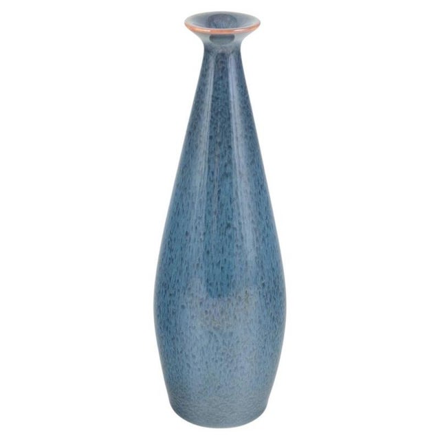 Drop-Shaped Vase with Blue Glaze by Carl-Harry Stålhane for Rörstrand For Sale - Image 5 of 5