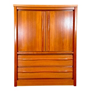 Large Brutalist Cabinet with Drawers in Teak, 1970s For Sale