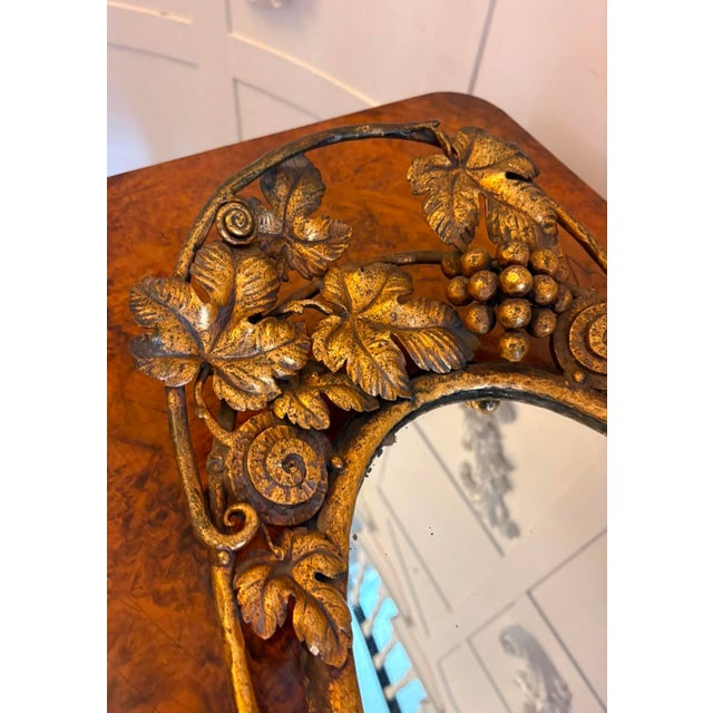 Gold Antique Edwardian Gilt Metal Mirrored Grape Vine Drinks Serving Tray, 1900 For Sale - Image 8 of 12