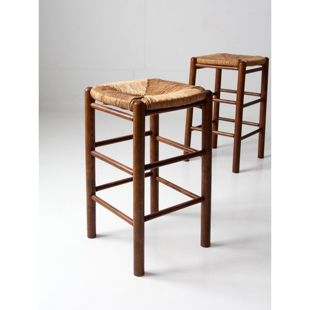 Mid-Century Rush Seat Stools Set of 4 For Sale - Image 18 of 18