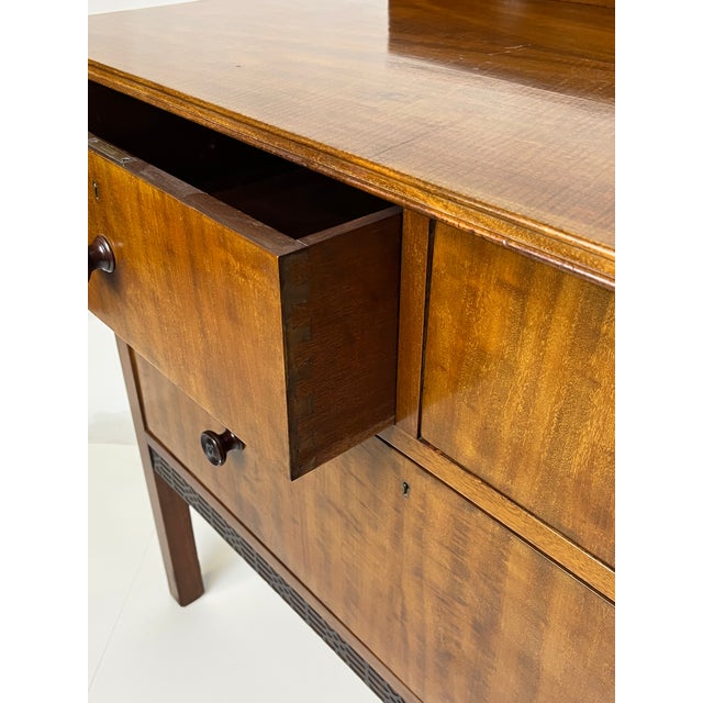 Campaign Vintage Regency Style Figured Mahogany Server or Washstand For Sale - Image 3 of 17